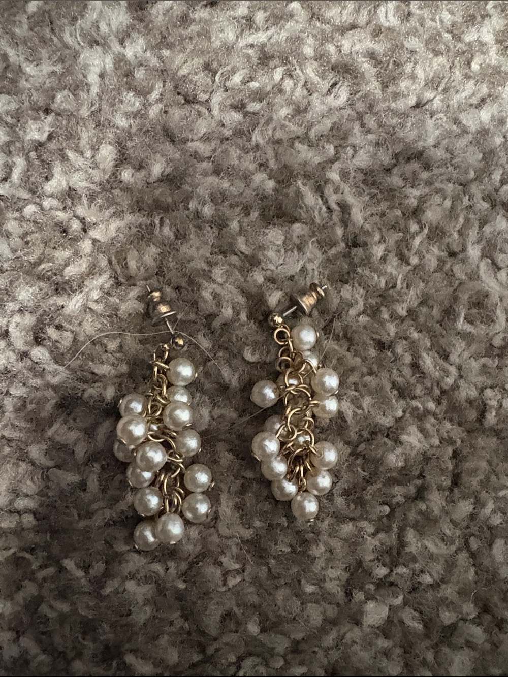 Gold-Tone Cluster Pearl Drop Earrings